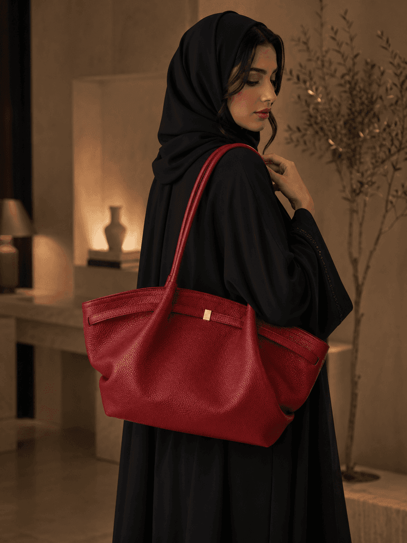 حقيبة توت جلد PU بإبزيم ذهبي