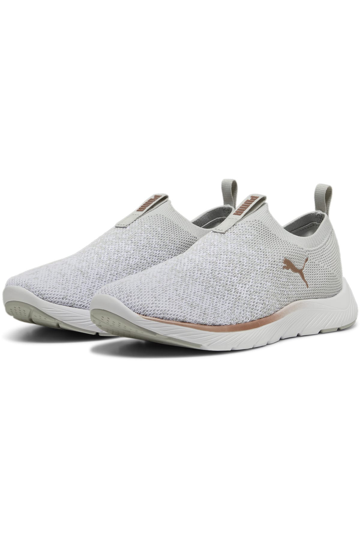 حذاء جري نسائي Puma الجري سوفتريد بريميير سليب-أون المنسوجة رمادي
